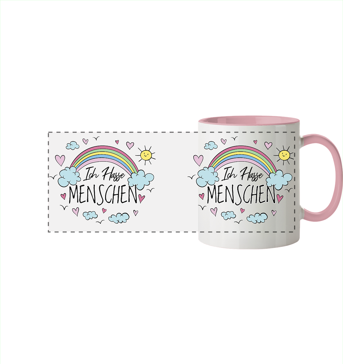 Ich hasse Menschen - Tasse zweifarbig