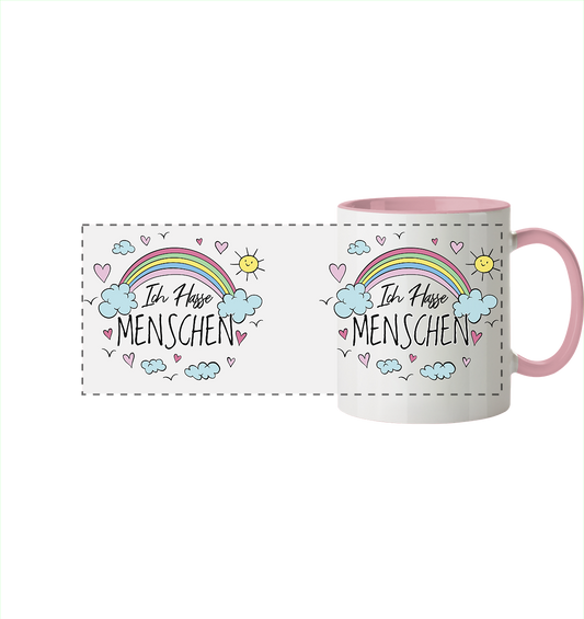 Ich hasse Menschen - Tasse zweifarbig