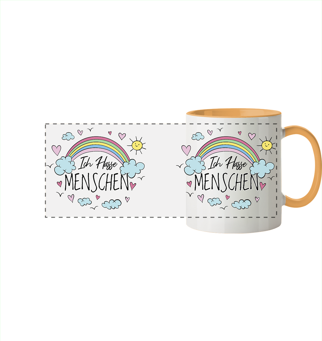 Ich hasse Menschen - Tasse zweifarbig