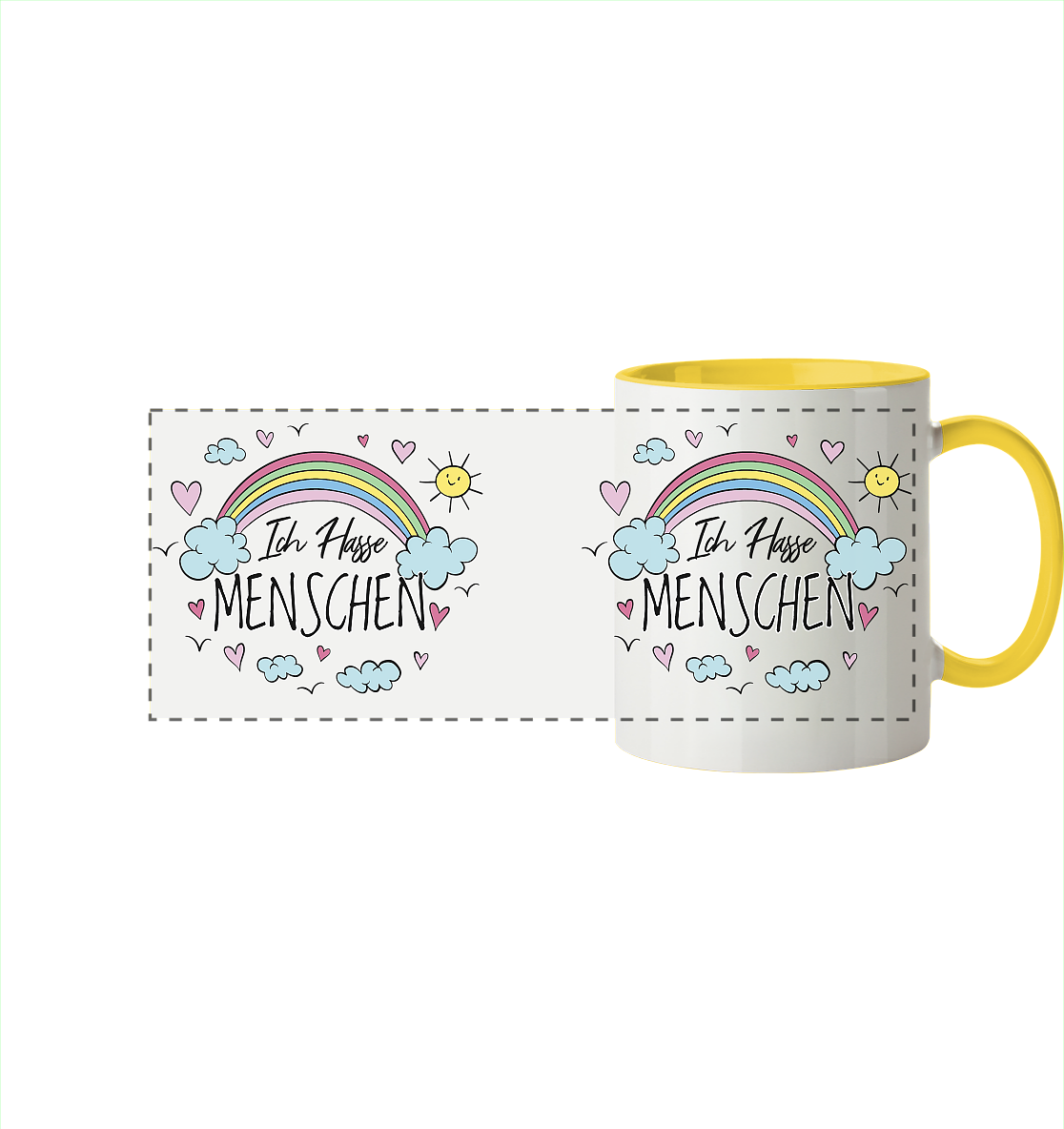 Ich hasse Menschen - Tasse zweifarbig