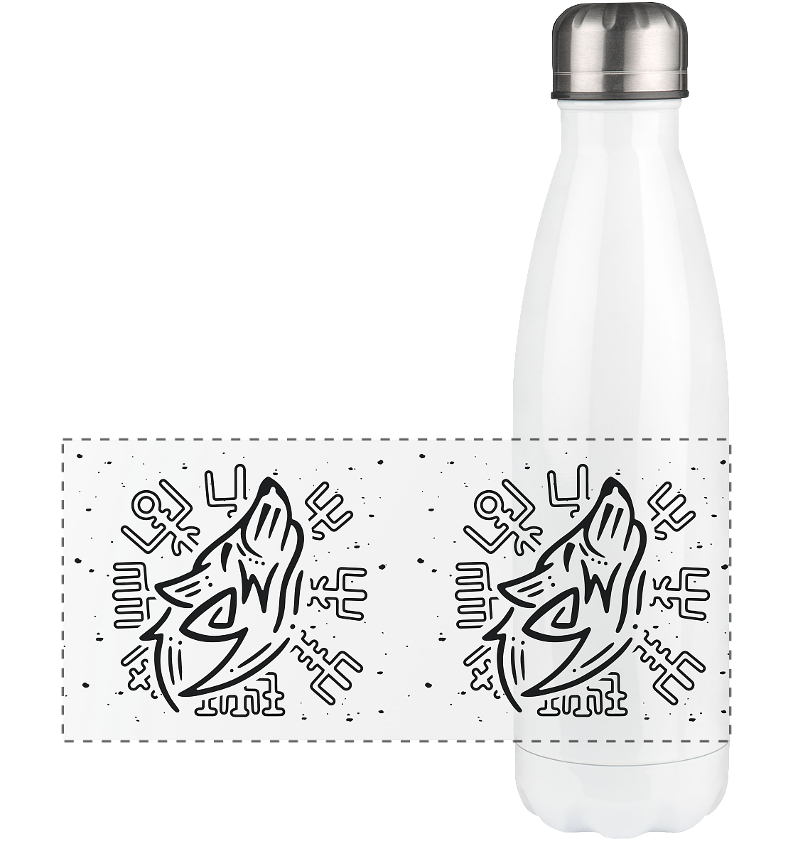 Fenris Wolf mit Runen - Thermoflasche 500ml