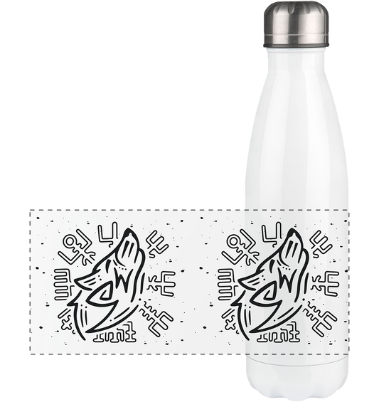 Fenris Wolf mit Runen - Thermoflasche 500ml