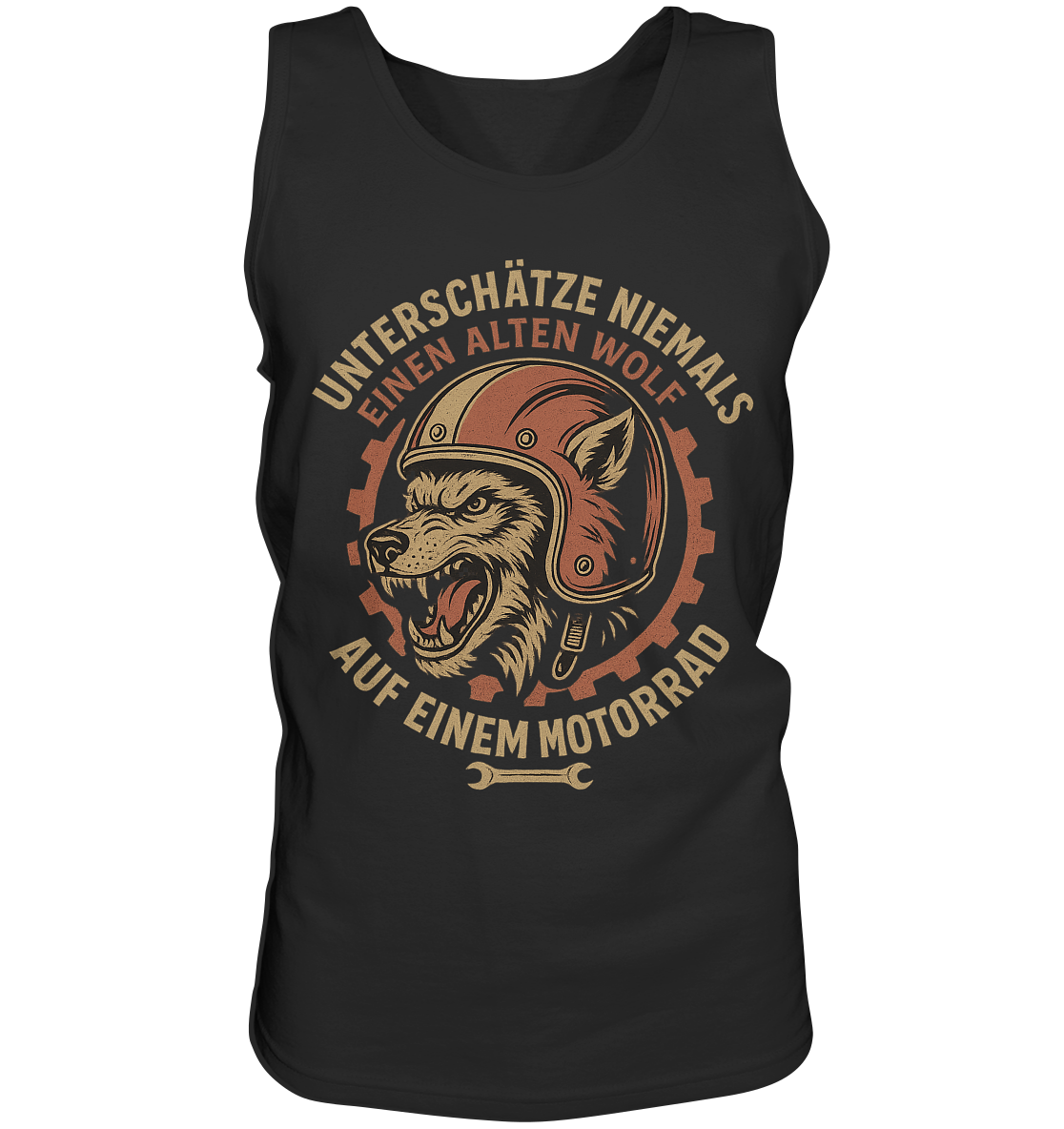 Alter Wolf mit Motorrad - Herren Tank-Top Shirt