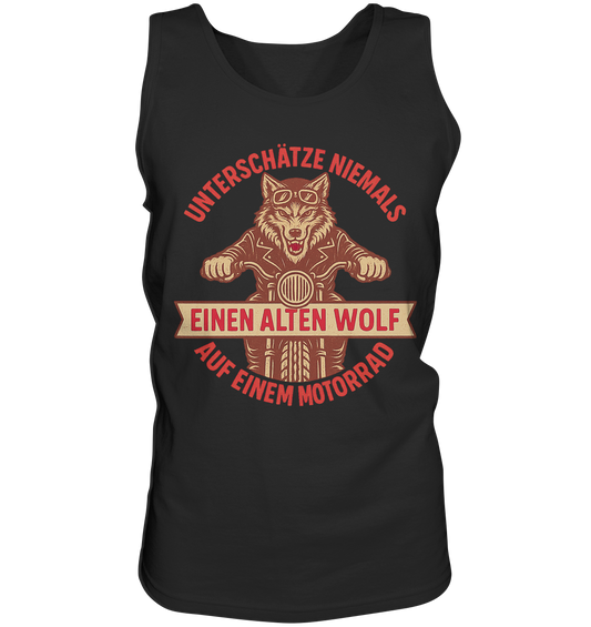 Alter Wolf auf einem Motorrad - Herren Tank-Top Shirt
