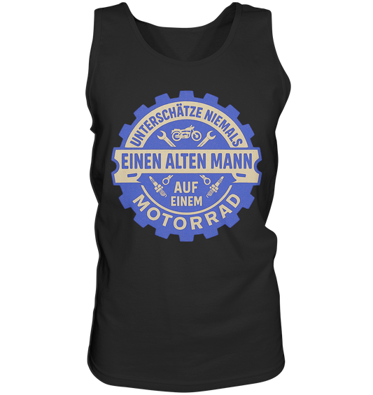 Alter Mann auf einem Motorrad - Zahnrad - Herren Tank-Top Shirt