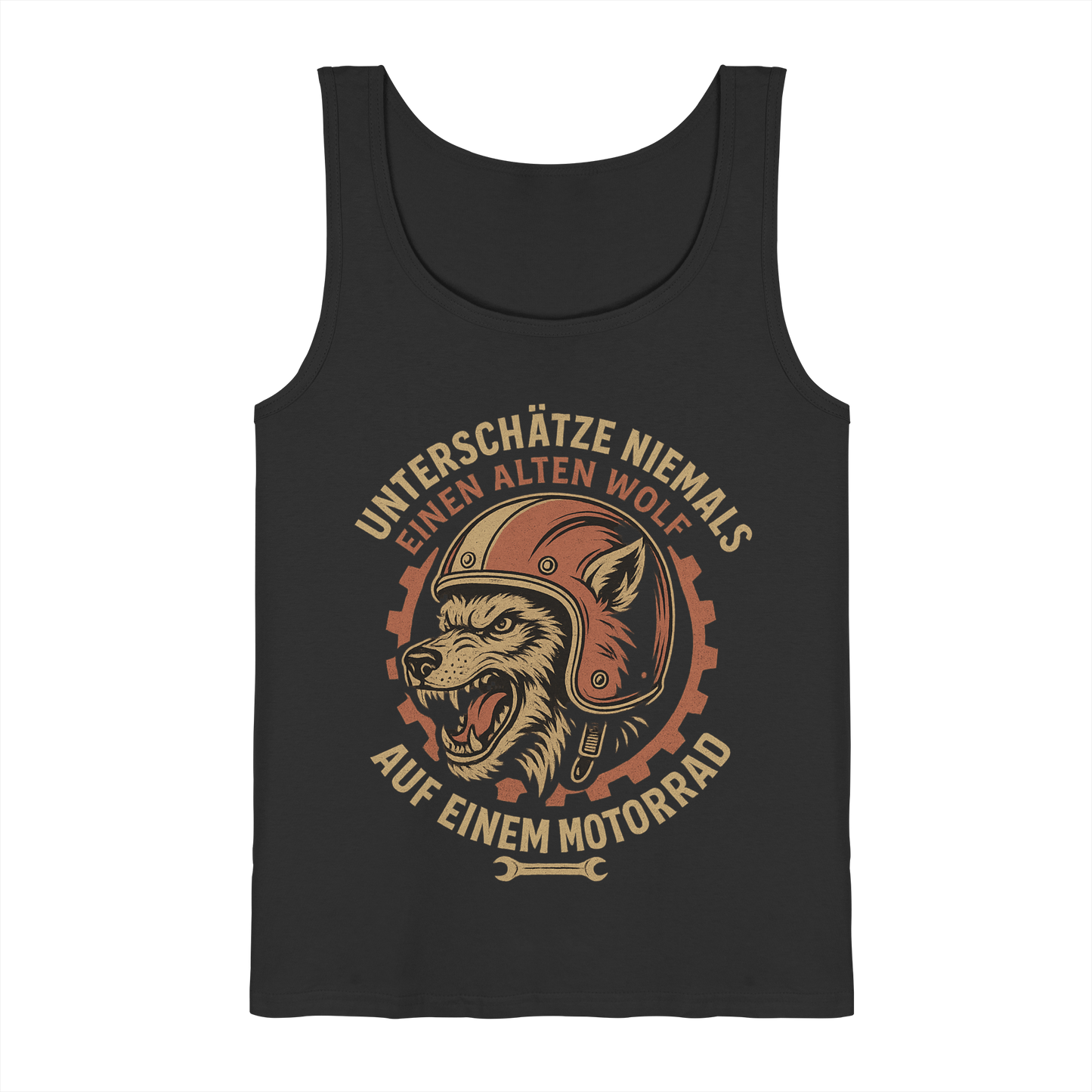 Alter Wolf mit Motorrad - Herren Tank-Top Shirt