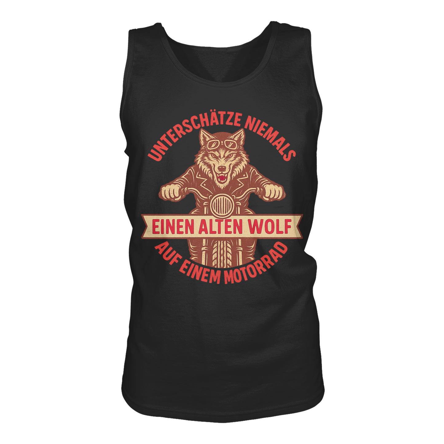 Alter Wolf auf einem Motorrad - Herren Tank-Top Shirt