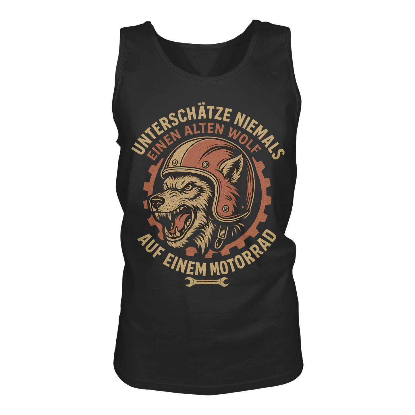 Alter Wolf mit Motorrad - Herren Tank-Top Shirt