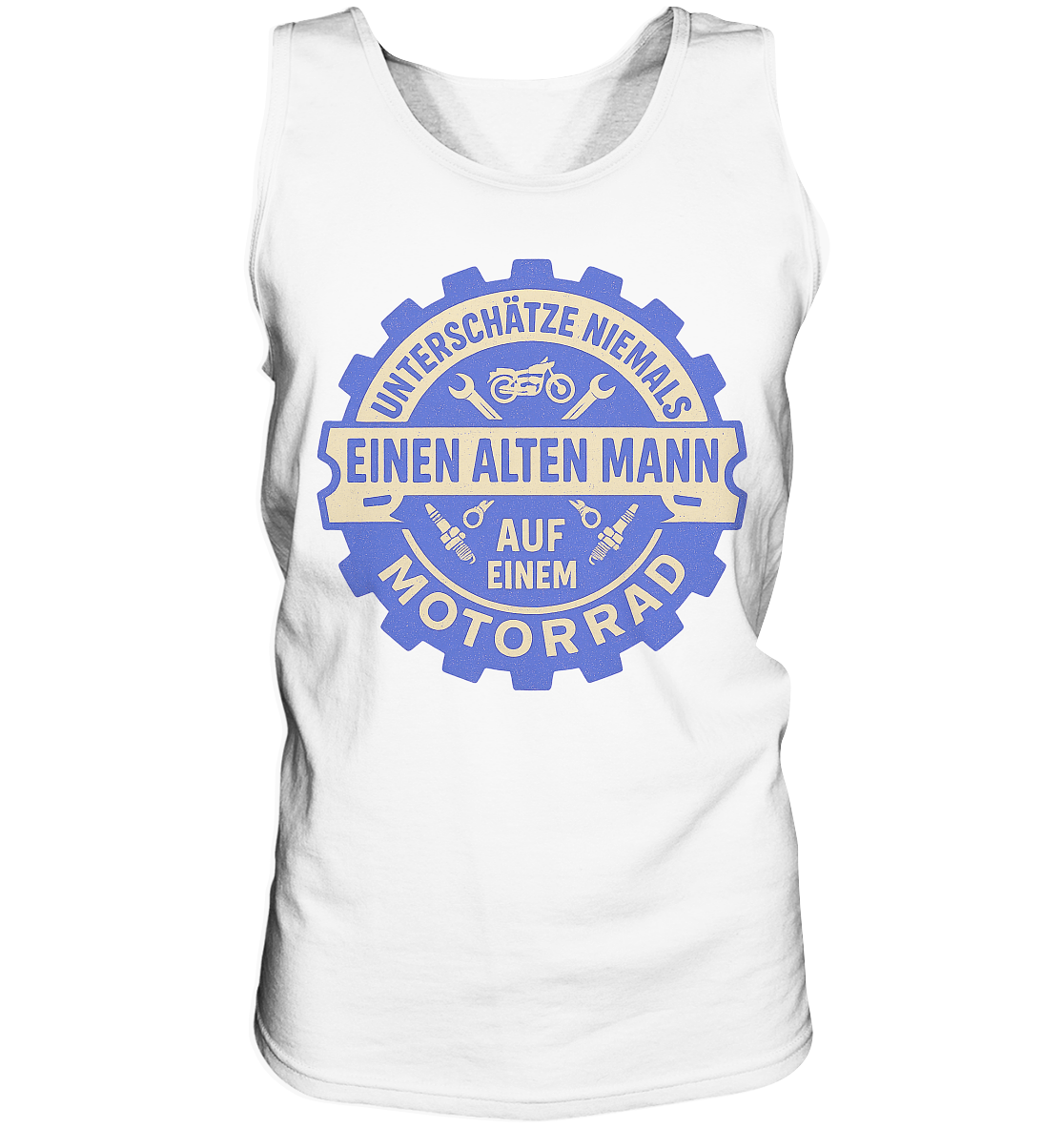 Alter Mann auf einem Motorrad - Zahnrad - Herren Tank-Top Shirt