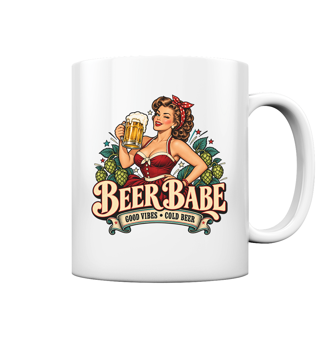 Beer Babe - Good Vibes, Cold Beer - Tasse