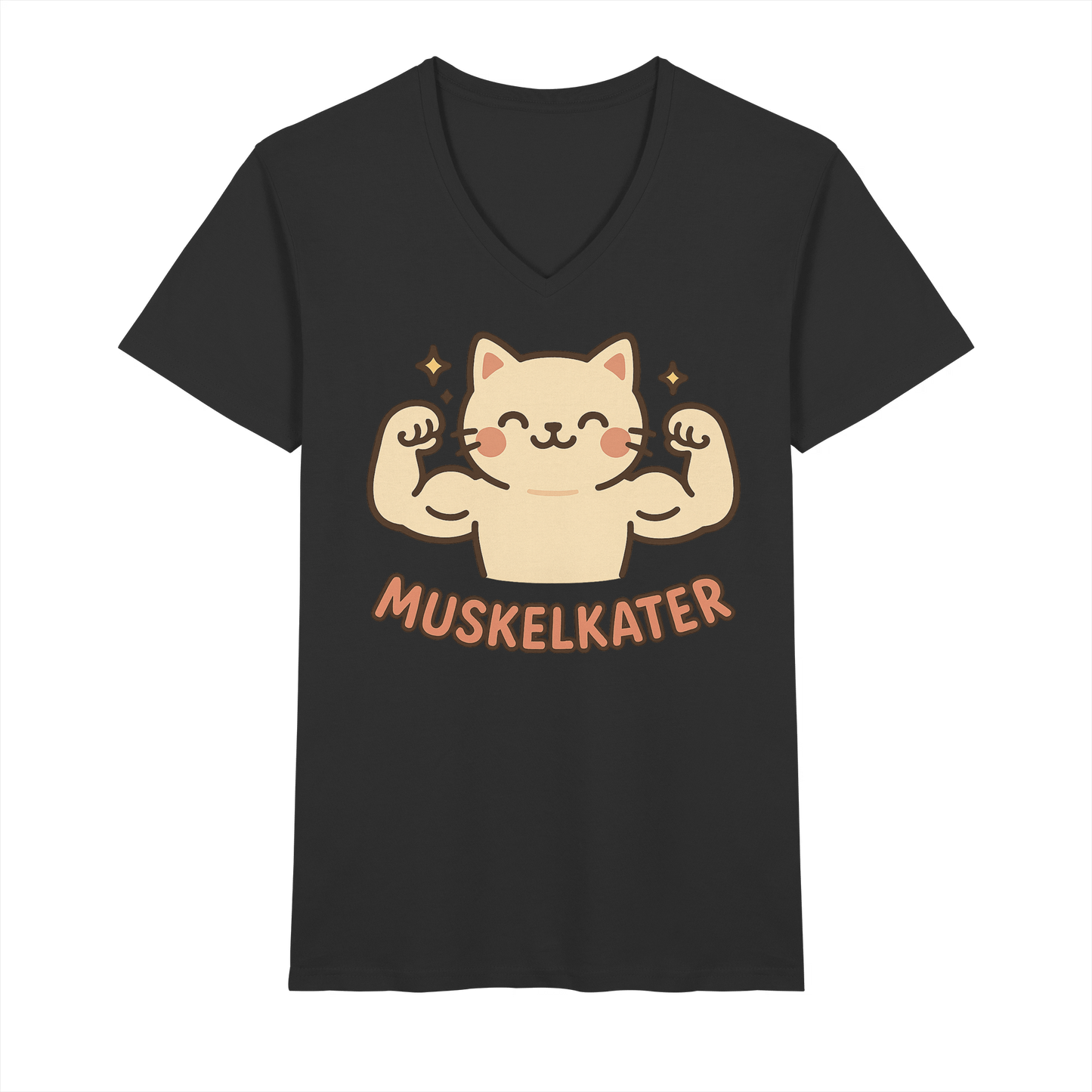 Muskelkater - Kawaii Cat - Herren V-Neck T-Shirt