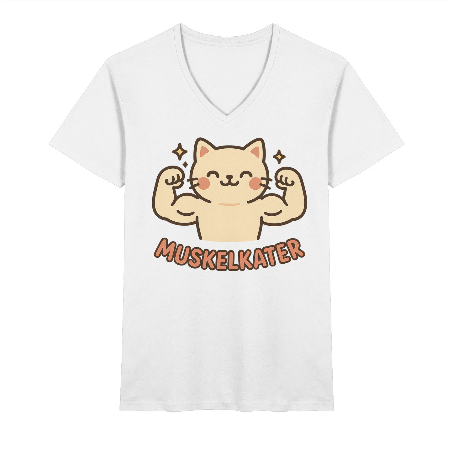 Muskelkater - Kawaii Cat - Herren V-Neck T-Shirt