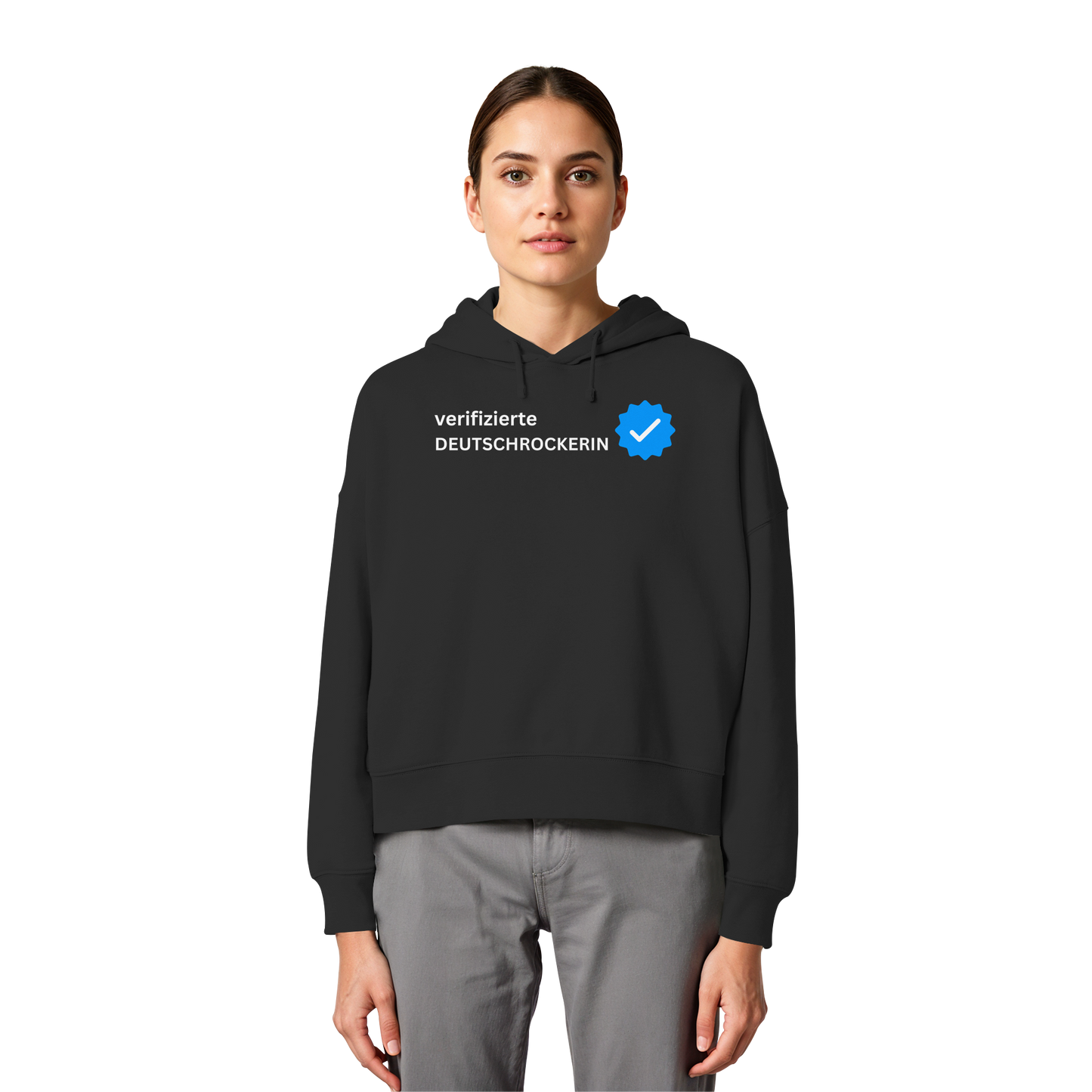 verifizierte Deutschrockerin - Damen Boxcut Hoodie