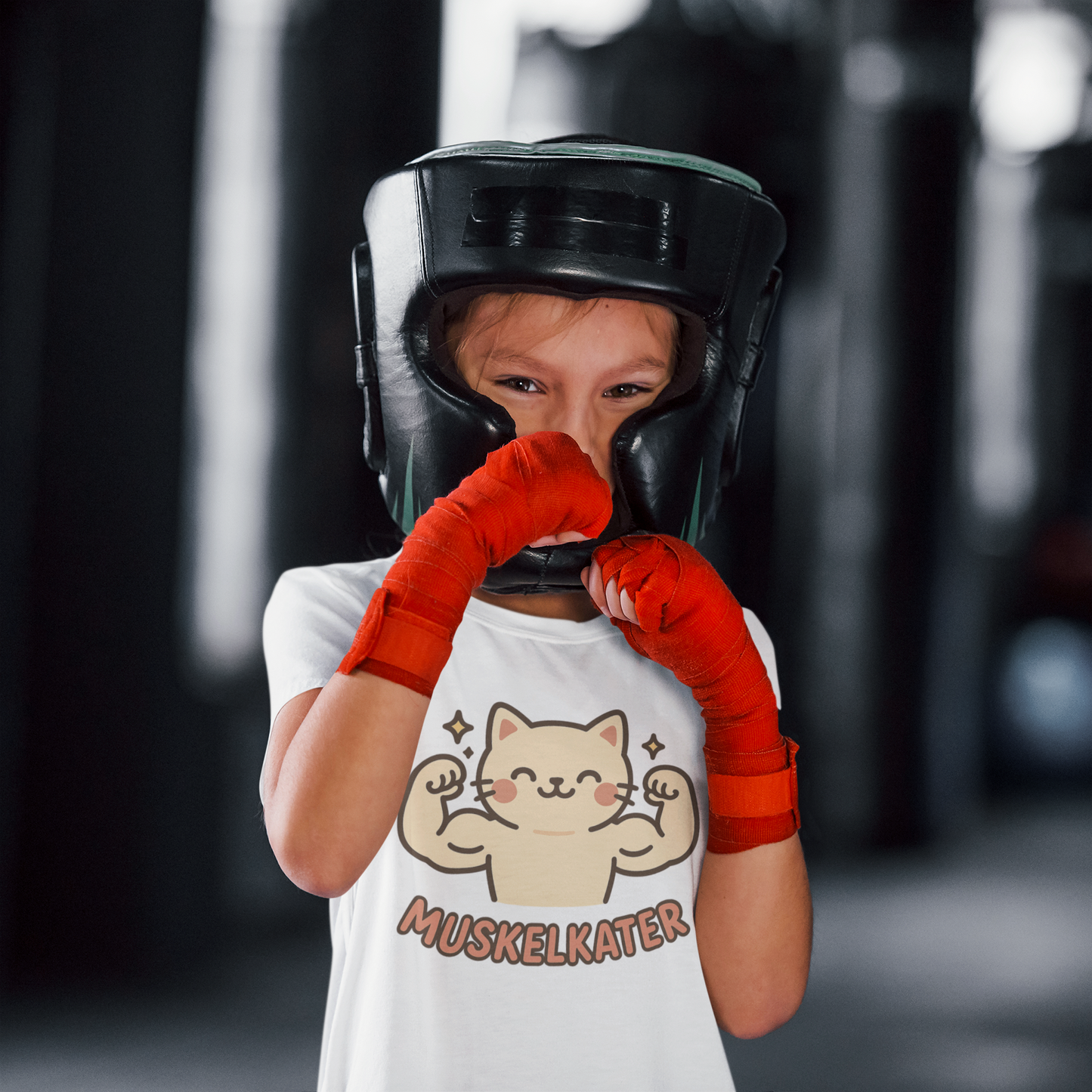 Muskelkater Kinder T-Shirt - lustige Katze / Kater